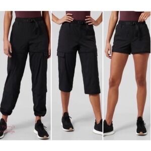 NEW Athleta Trekkie Convertible Hike Pant Capri Short Black 6 Zip Off Outdoor‎